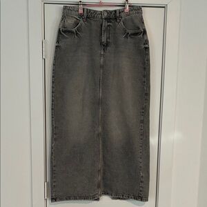 Cotton On Gray Faded Maxi Denim Skirt